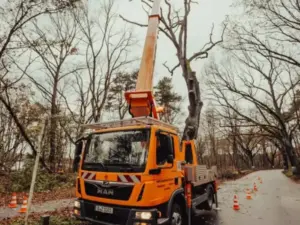 hubsteiger-lkw-auf-baumarbeitsstelle